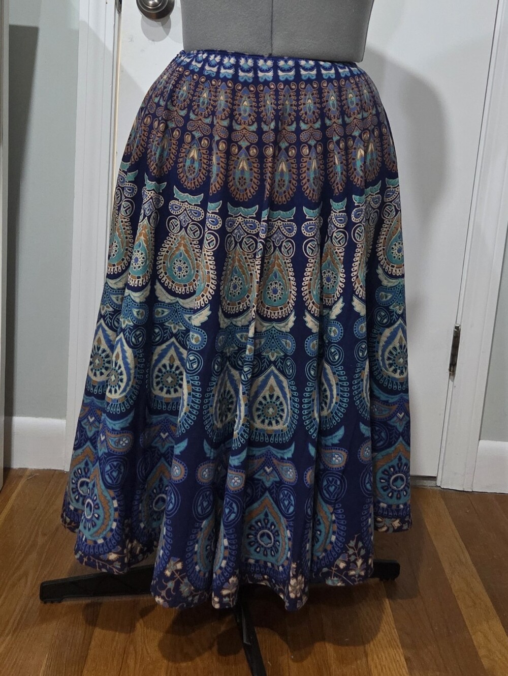 Bohemian Paisley Maxi Skirt - Blue Women Size 4-6